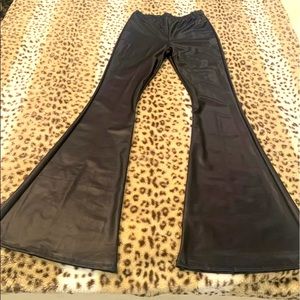 Faux leather bell bottoms